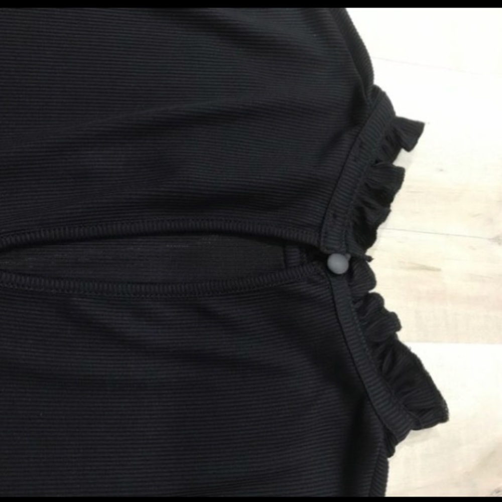 Topshop Fluted Ribbed Skater Dress, Black Dress - Picture 8 of 8
