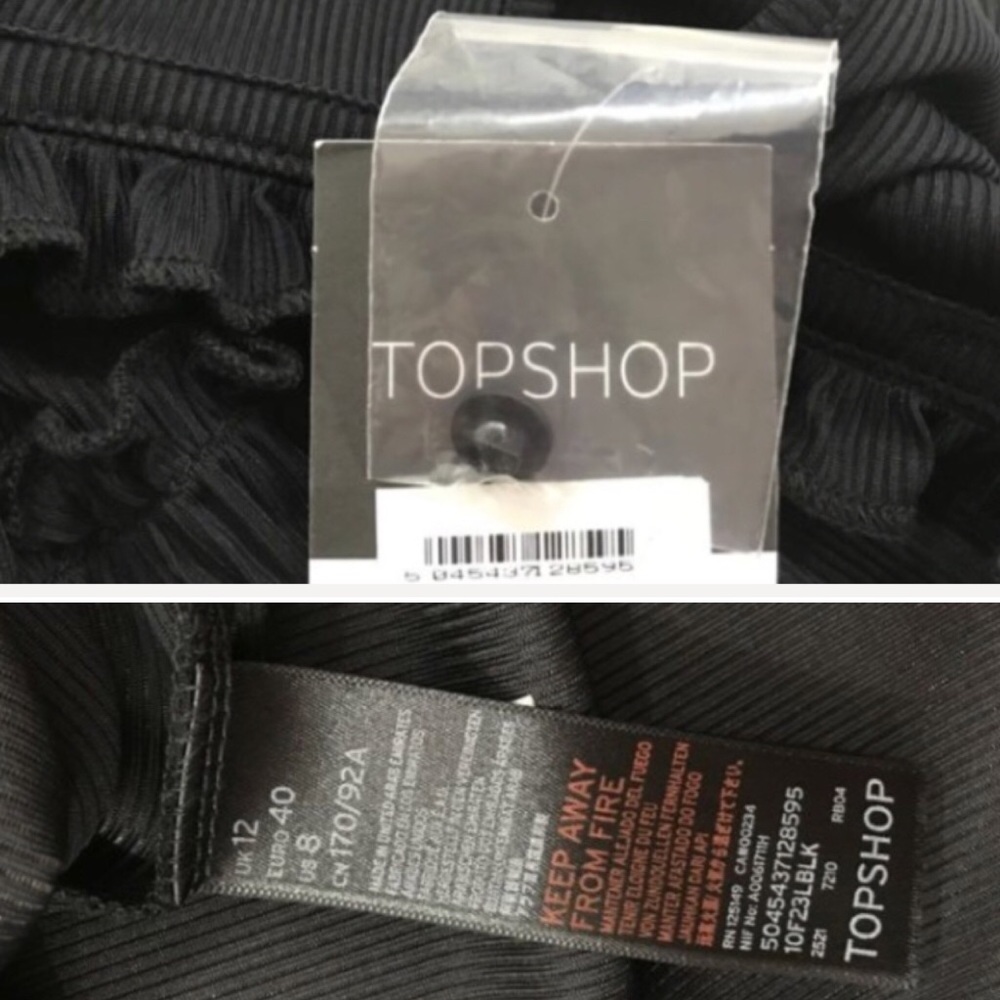 Topshop Fluted Ribbed Skater Dress, Black Dress - Picture 6 of 8