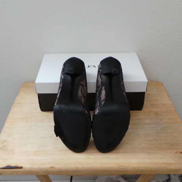 Alfani Callista Black Leather Lace Open Toe Heels - Picture 5 of 8