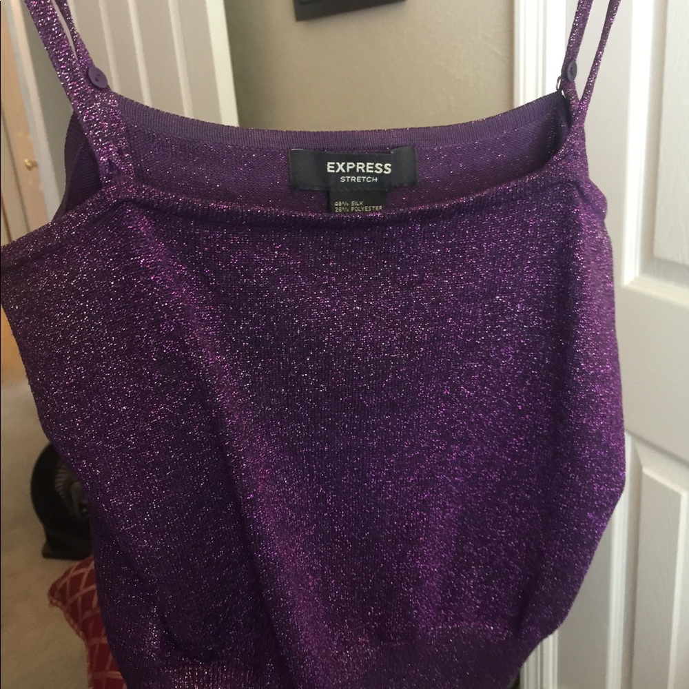 Purple shiny spaghetti strap top