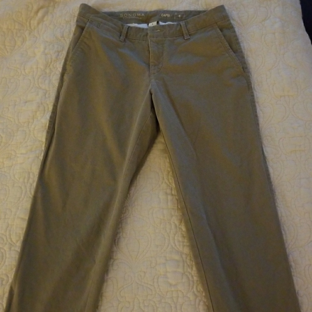 Dark khaki capris