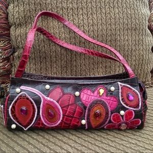 Braccialini Leather Jeweled Shoulder Bag