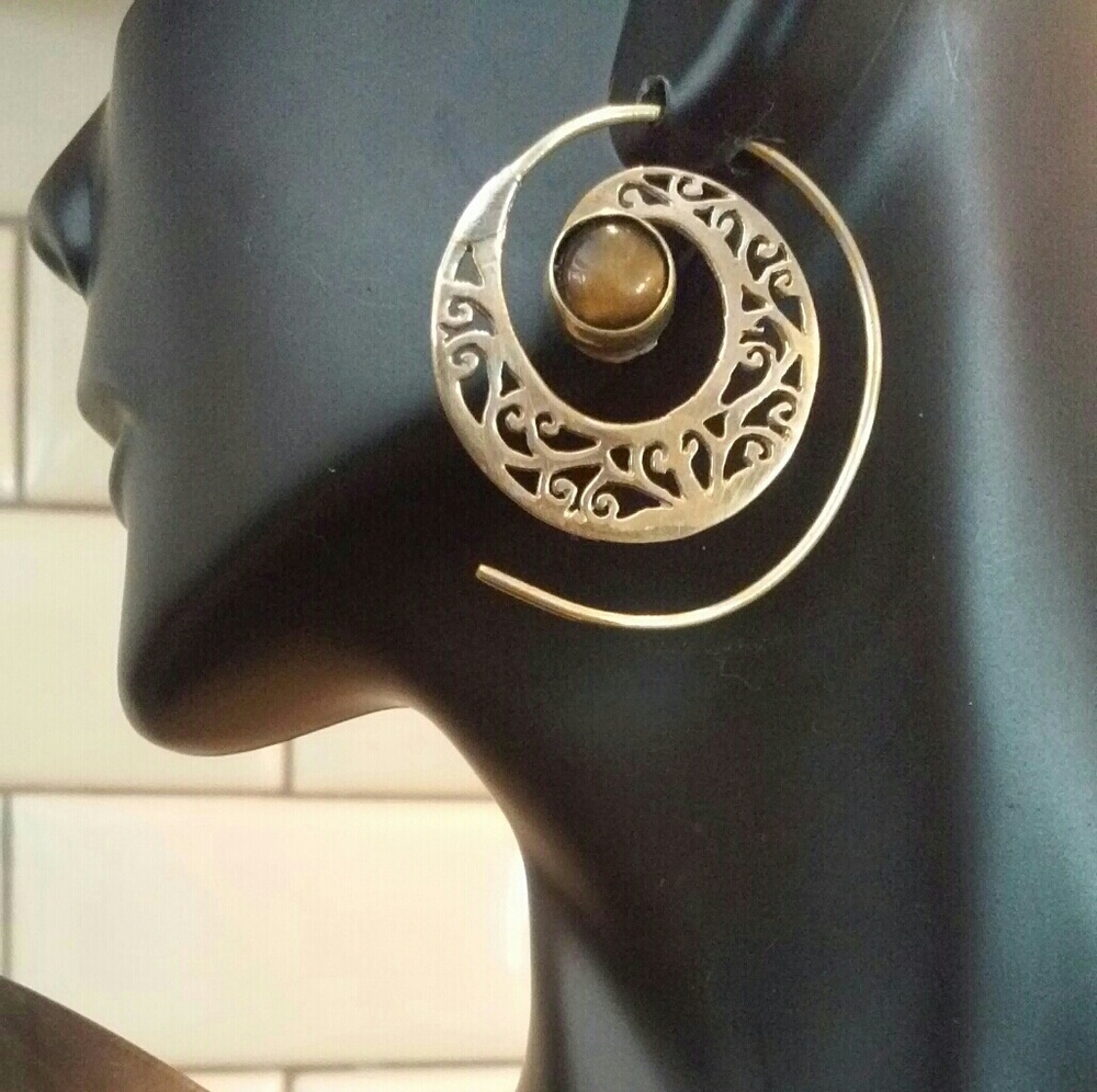 Tiger's Eye Spiral Earrings