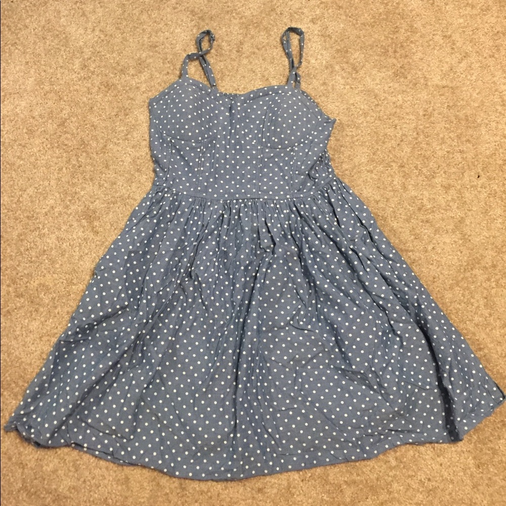 vintage denim polka dot bustier dress