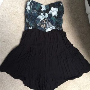 Free People Strapless Flowy Floral Romper