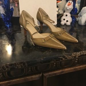 Olive green kitten heels