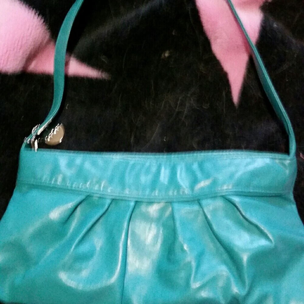 Lulu Turquoise clutch sized handled purse - Picture 2 of 3