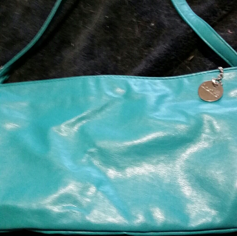 Lulu Turquoise clutch sized handled purse - Picture 3 of 3