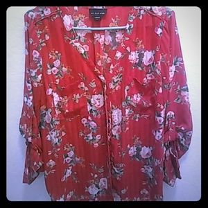 Red Floral Blouse
