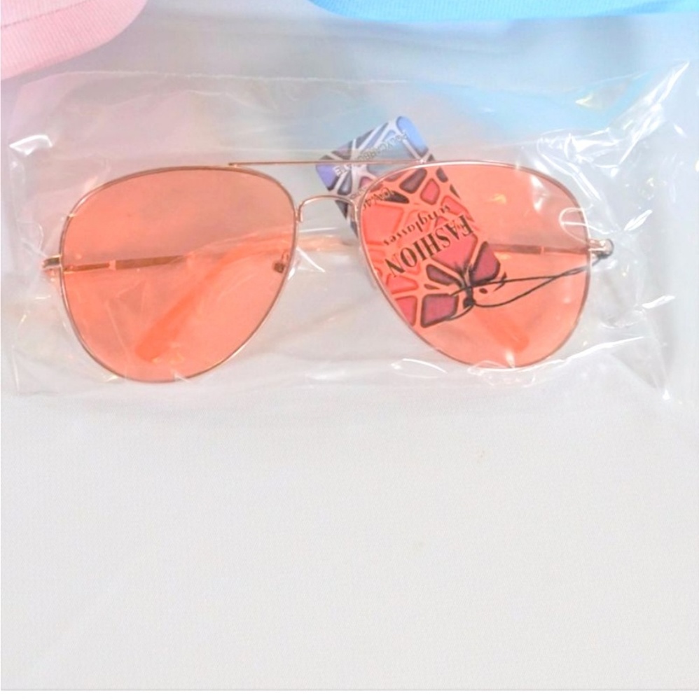 🔴LAST PAIR ORANGE colored aviator sunglasses - Picture 4 of 5