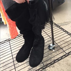 Slouchy Black Suede Boots