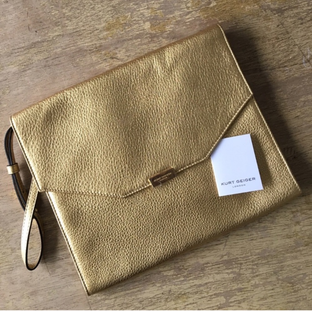 Kurt Geiger Gold Leather Clutch