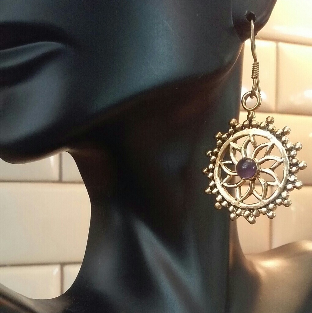 Amethyst Wheel Earrings