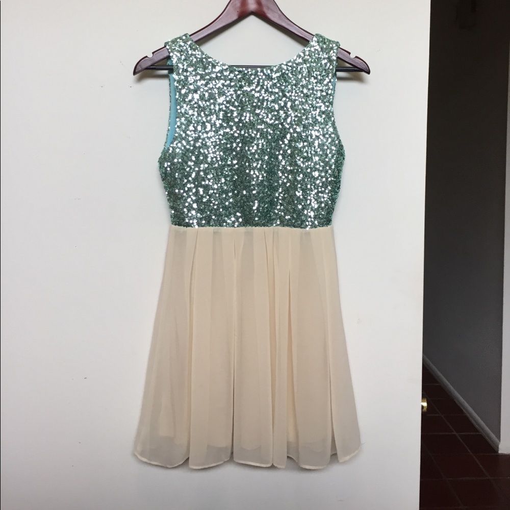 Seafoam Sequin Prom Dress