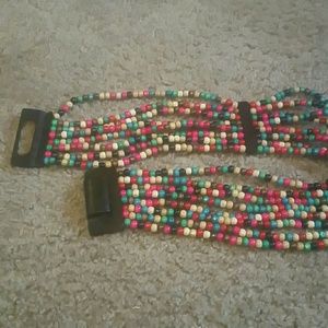 "MULTICOLORED BEADED WOODEN BELT"