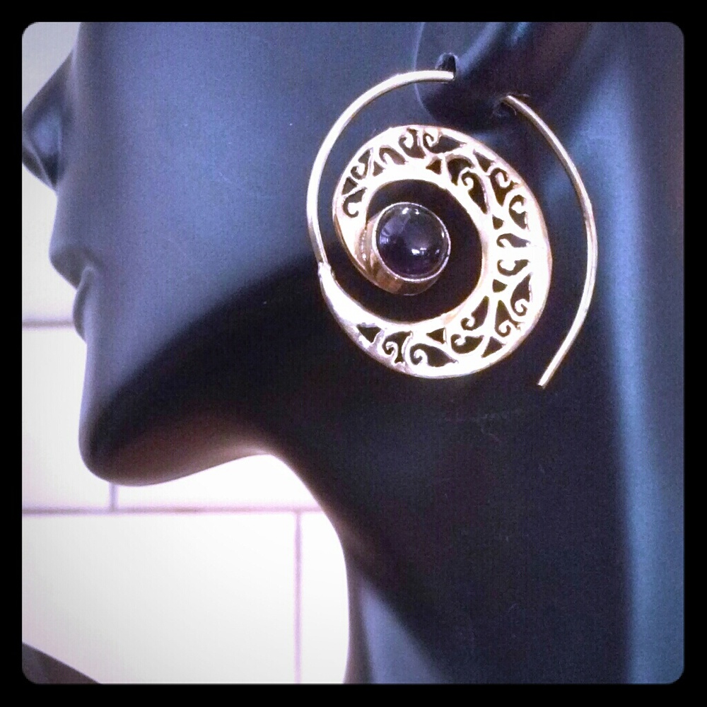 Amethyst Spiral Earrings