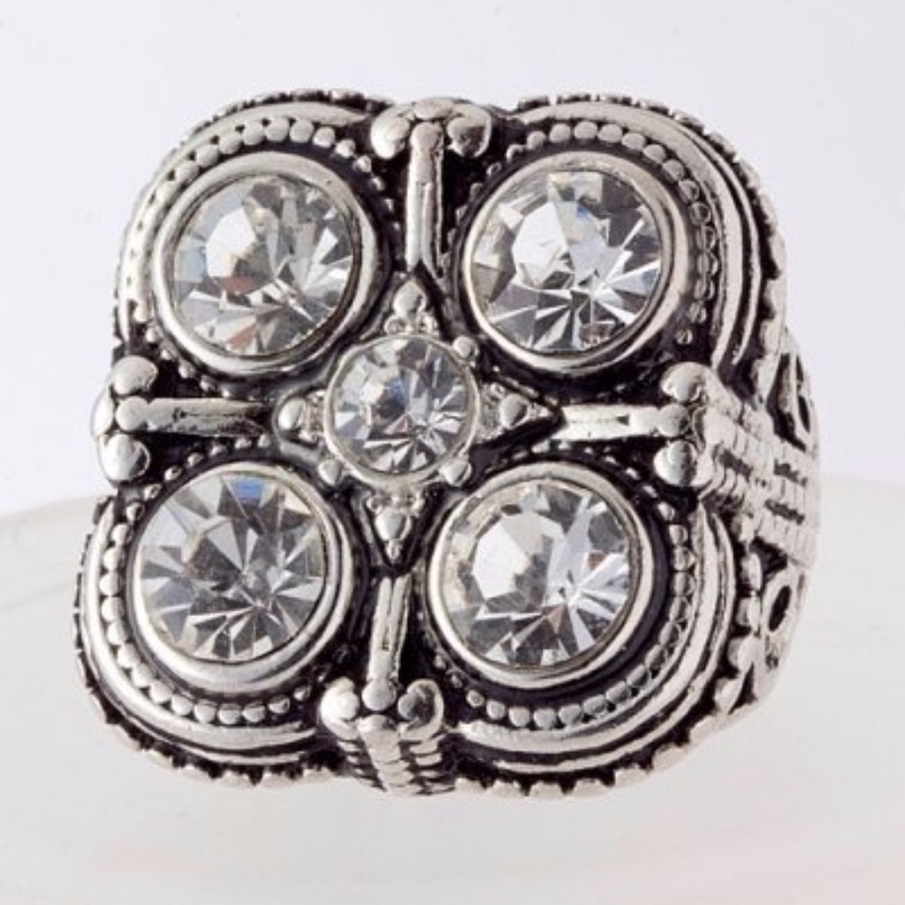 Ring 4 Square of Bold Beautiful Shine Silver