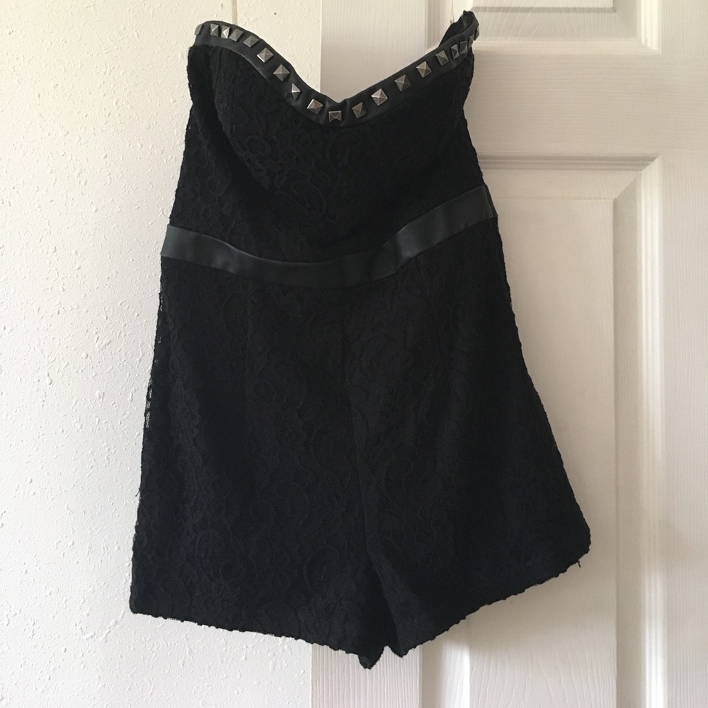 Lace Romper with Studded Detail - Picture 1 of 4