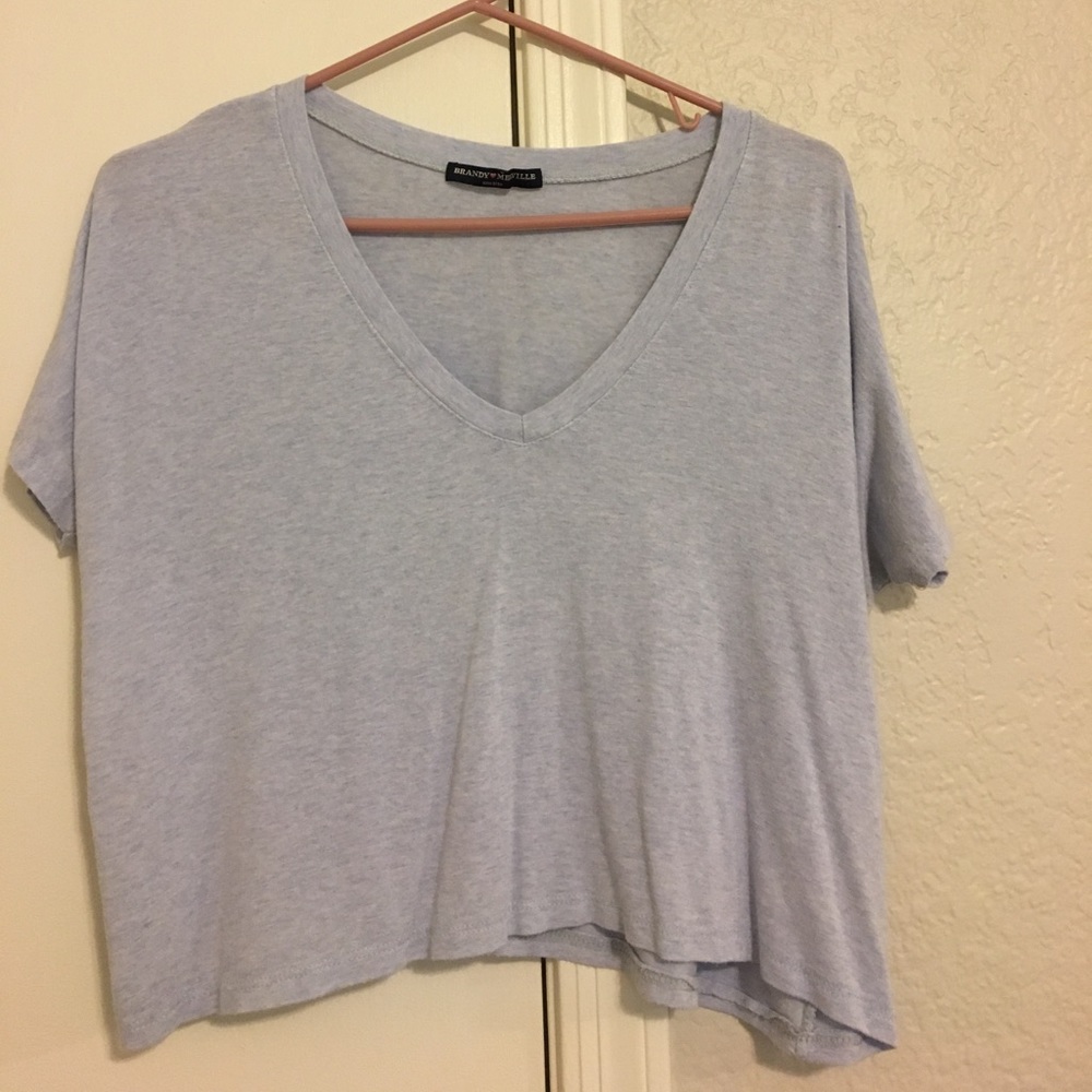 Blue short sleeve crop top