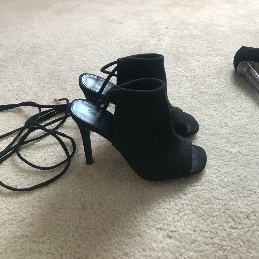 Black tie up heels