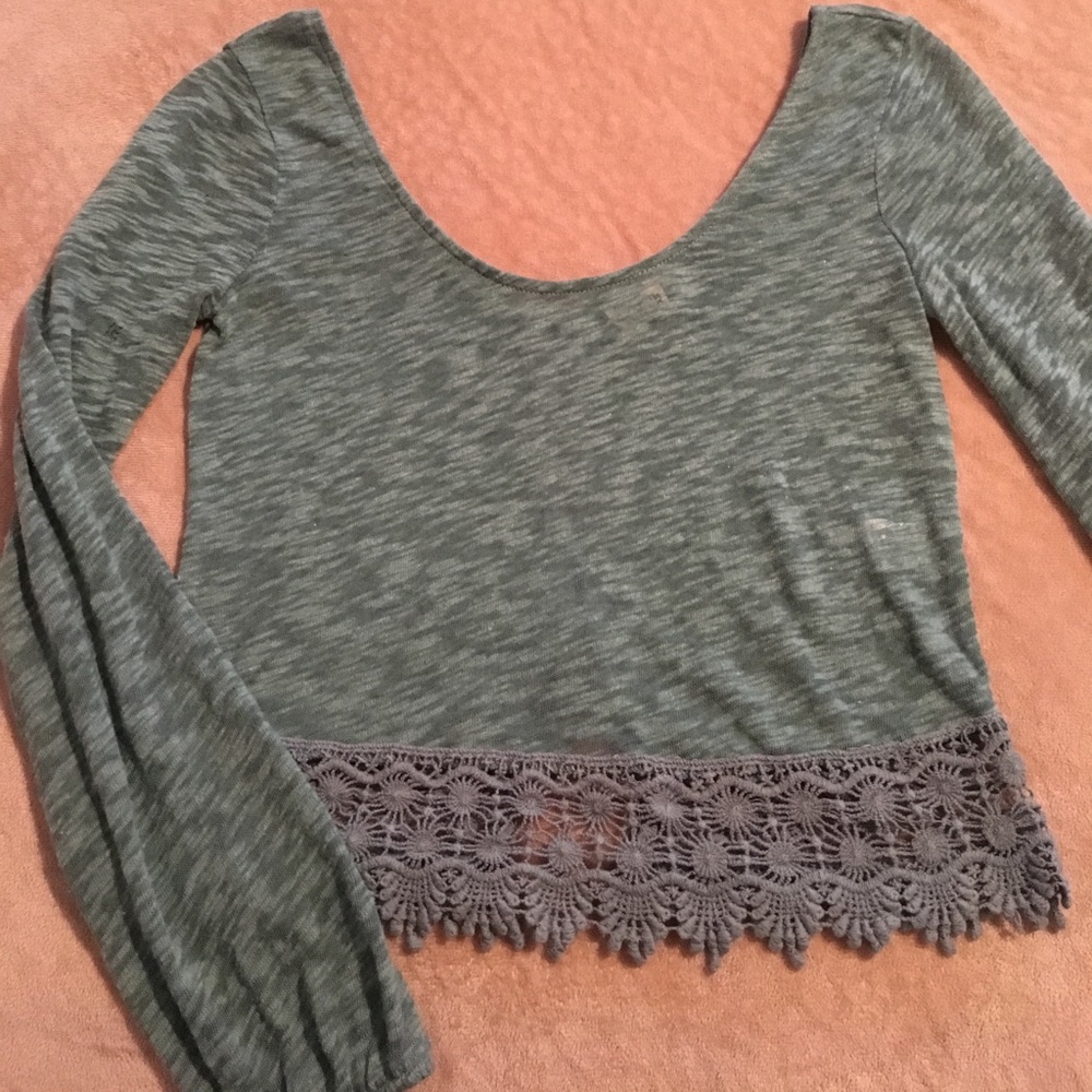 L.A. Hearts XS Green long sleeve crop top