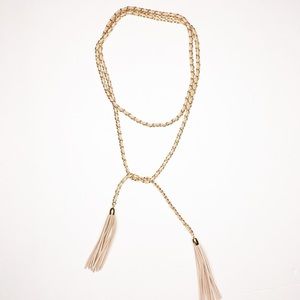 Nude & Gold Tassel Choker