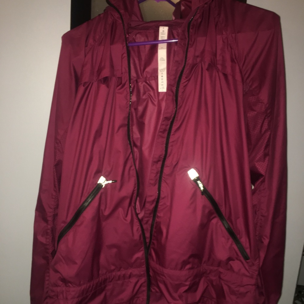 Maroon Lululemon rain jacket