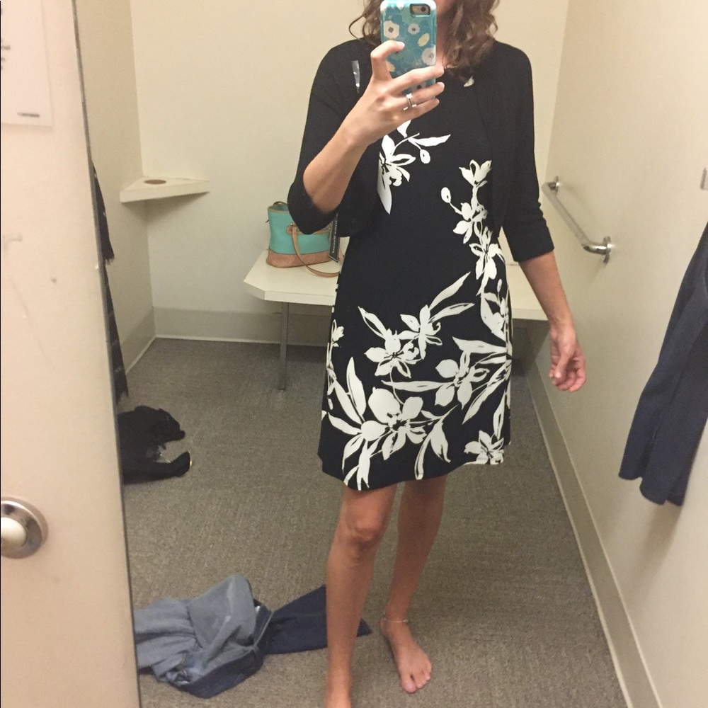 Black and white floral dress
