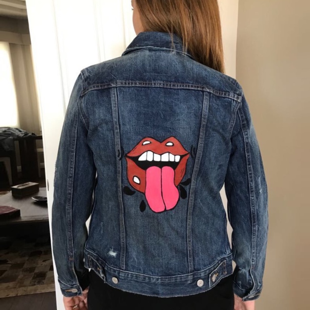 SOLD Levi's denim boyfriend jacket hand painted