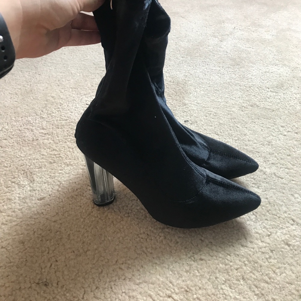 Black sock boot heels