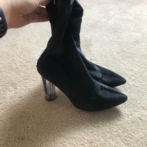 Black sock boot heels