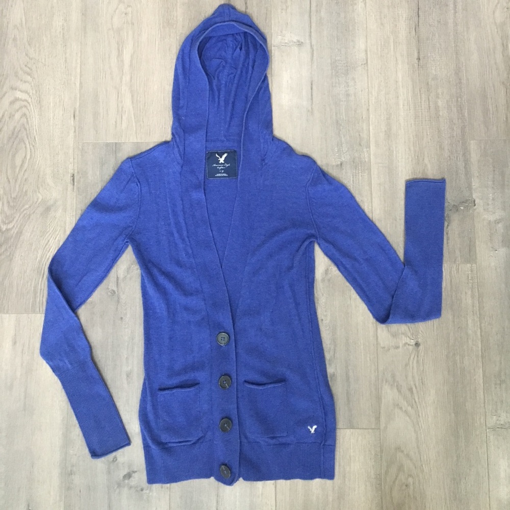 American Eagle indigo cardigan hoodie