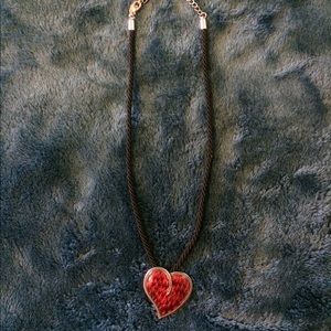 Red and black heart choker
