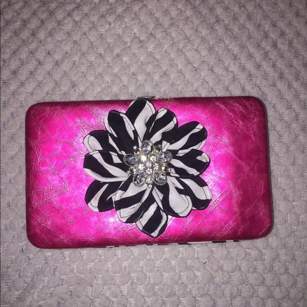 zebra print wallet with flower