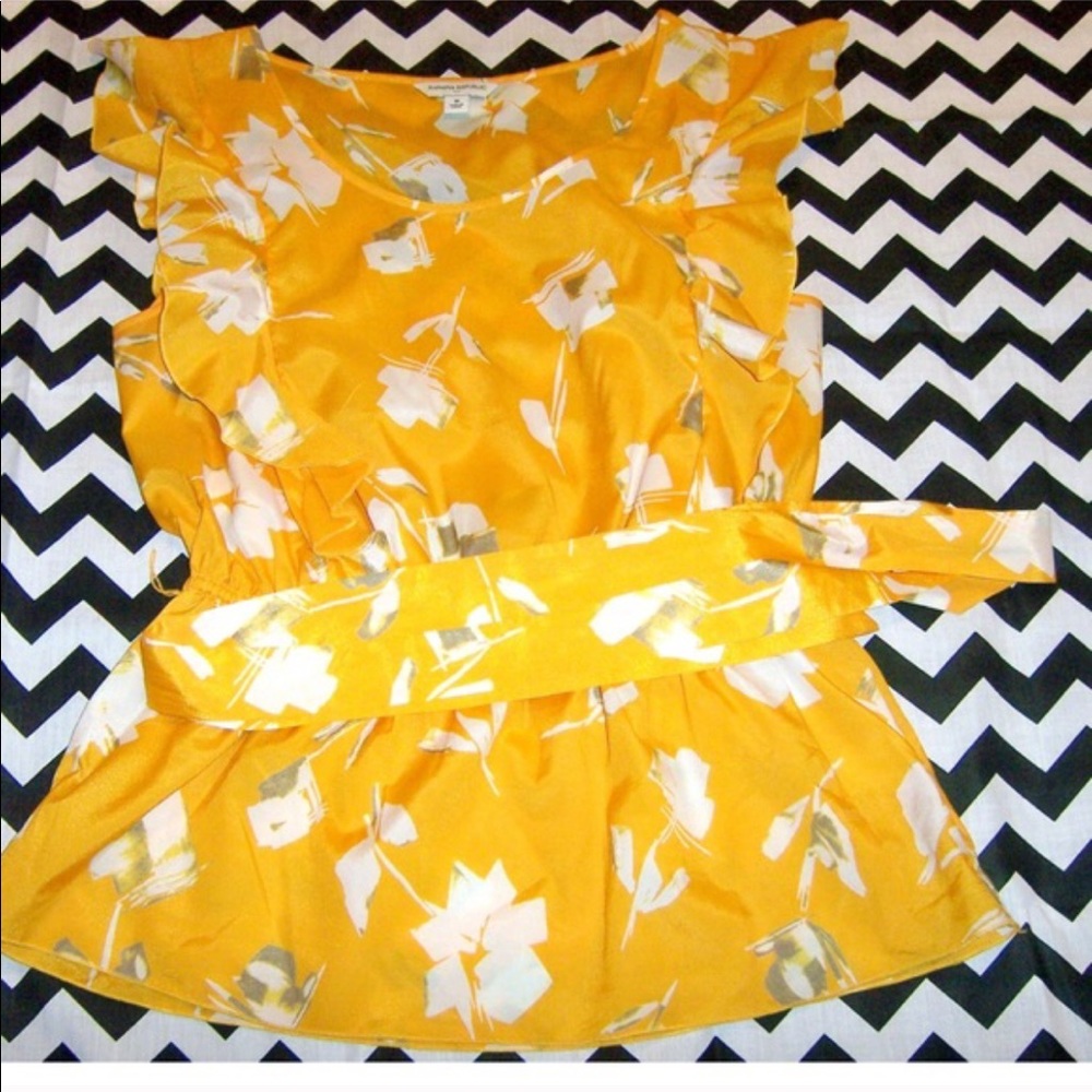 Banana Republic mustard flutter blouse