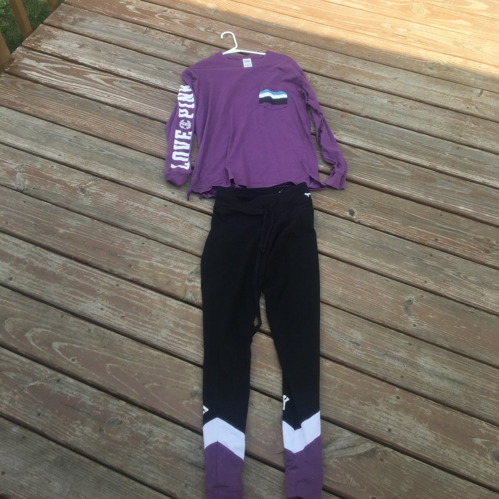 Matching pink long sleeve tee and leggins