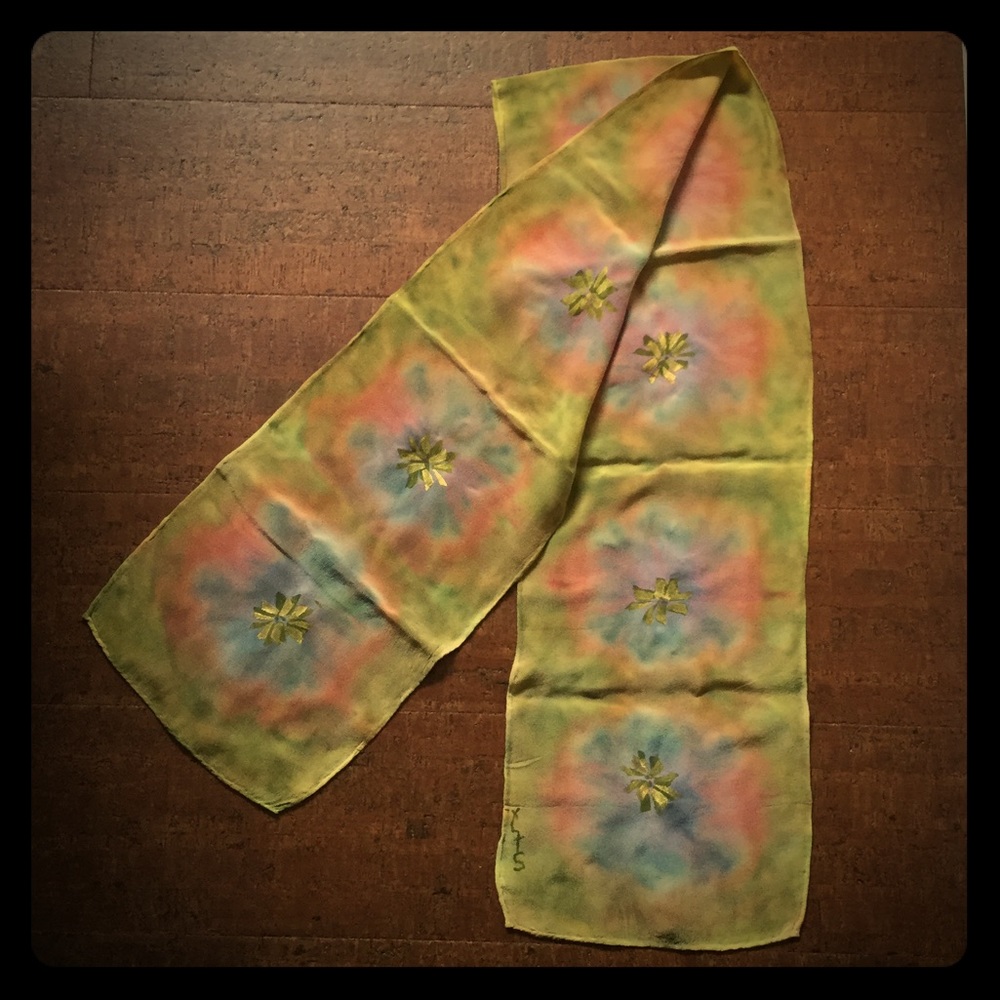 Hand painted silk scarf