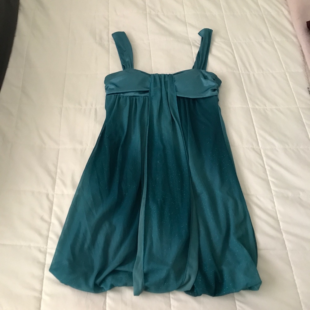 teal sparkly mini dress
