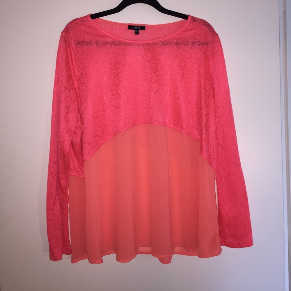 Neon pink sheer top