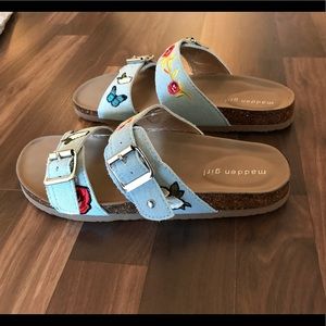 Madden girl NEVER WORN denim birkenstocks (Size 9)