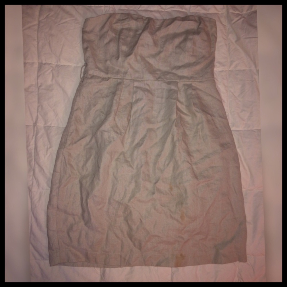 Short Tan Strapless Dress
