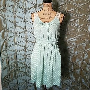Mint and white polka dot dress