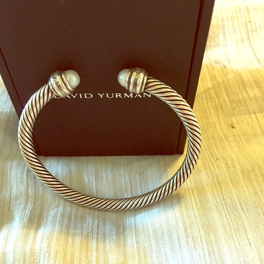 David Yurman pearl and diamond cable bracelet