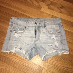 Distressed, light-wash American Eagle shorts