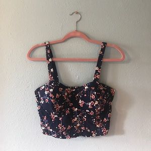 Navy blue floral crop top