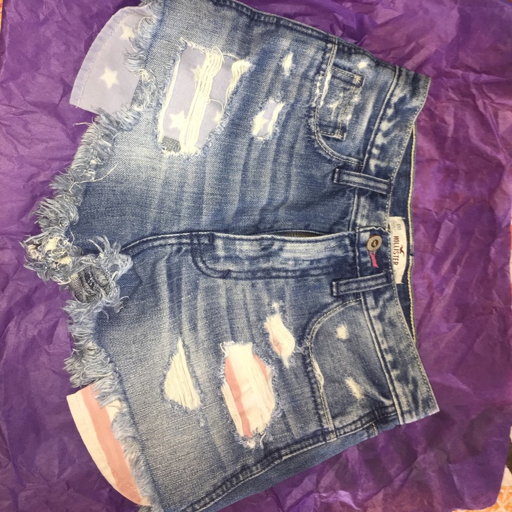 Hollister High Waisted American Flag Pocket Shorts