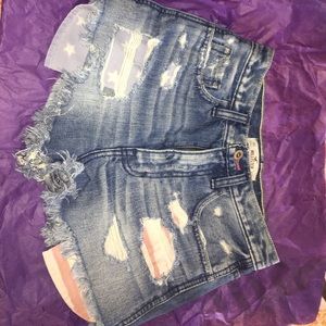 Hollister High Waisted American Flag Pocket Shorts