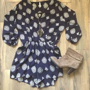 Boho Navy Blue Romper
