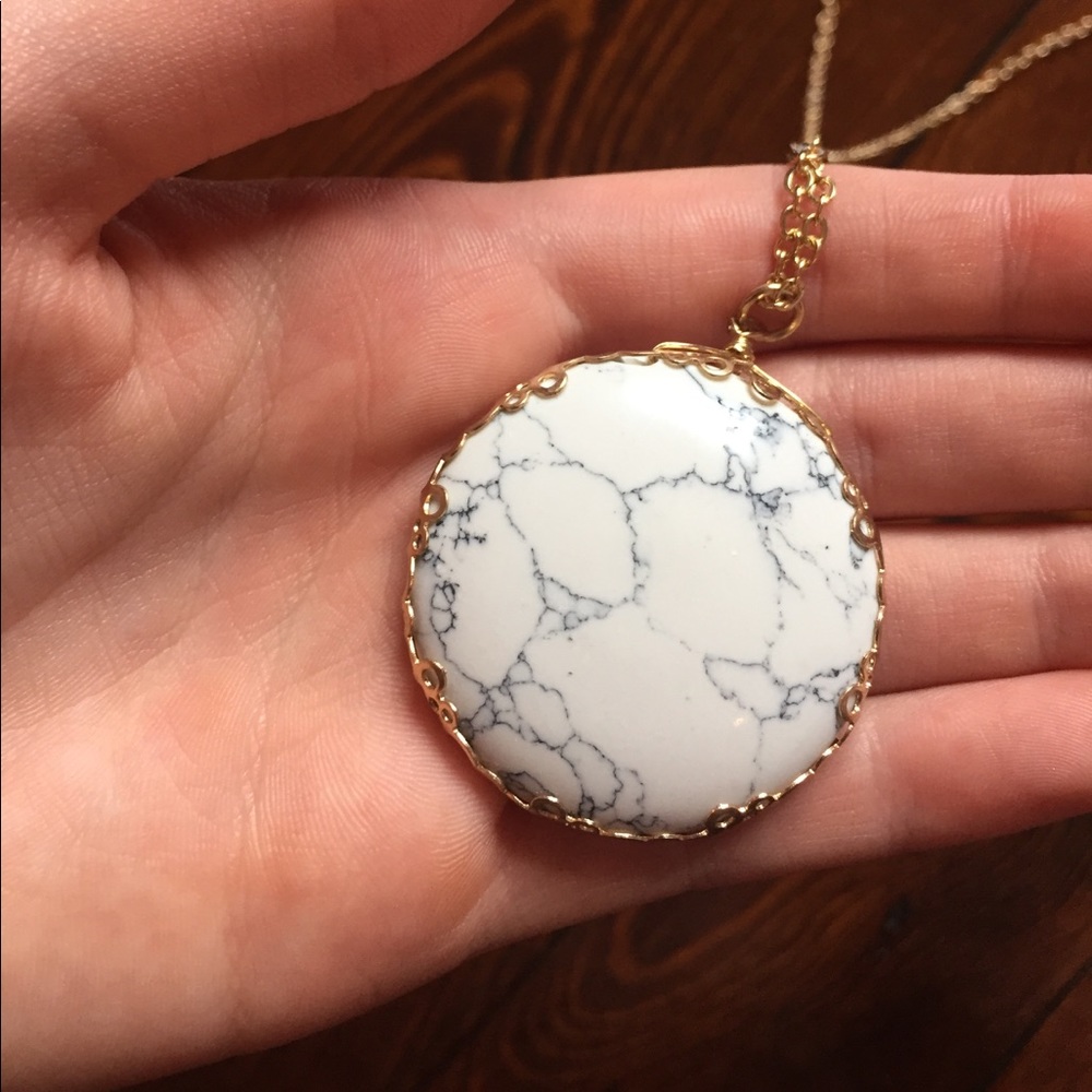 Long White Marble Necklace