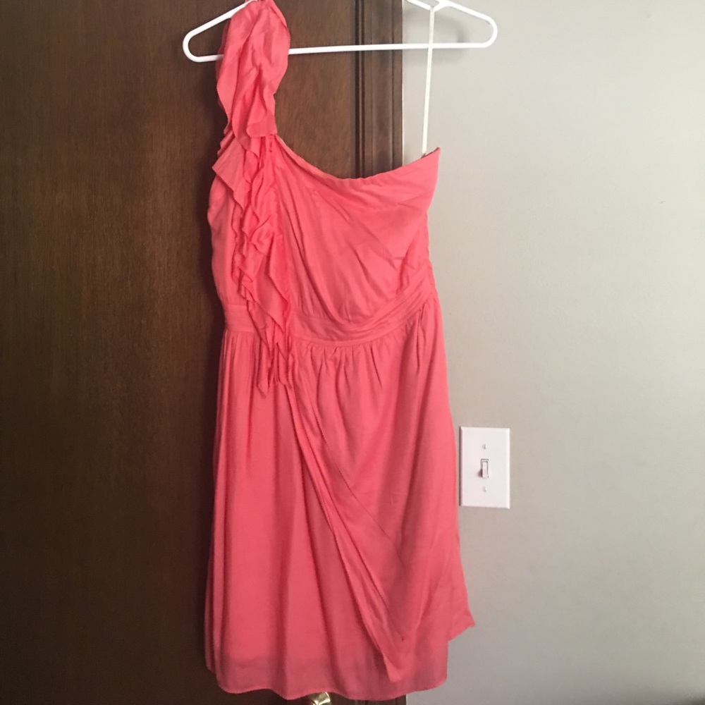 Coral one shoulder dress